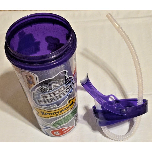 Kennywood Reusable 2023 Souvenir Cup With Straw Log Jammer Pippin Steel Whirley - Picture 10 of 10